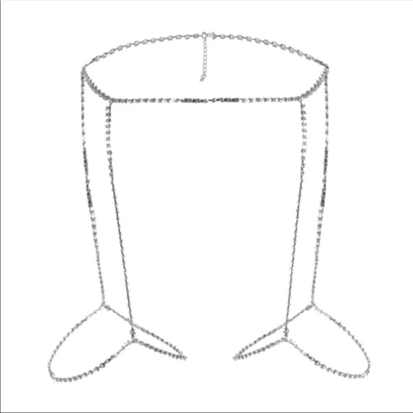 Silver Crystal Rhinestone Thigh Waist Body Chain - Picture 3 of 4